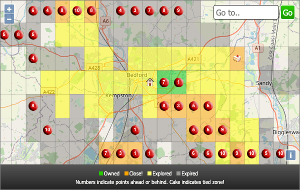 The game map - keep an eye on all your zones